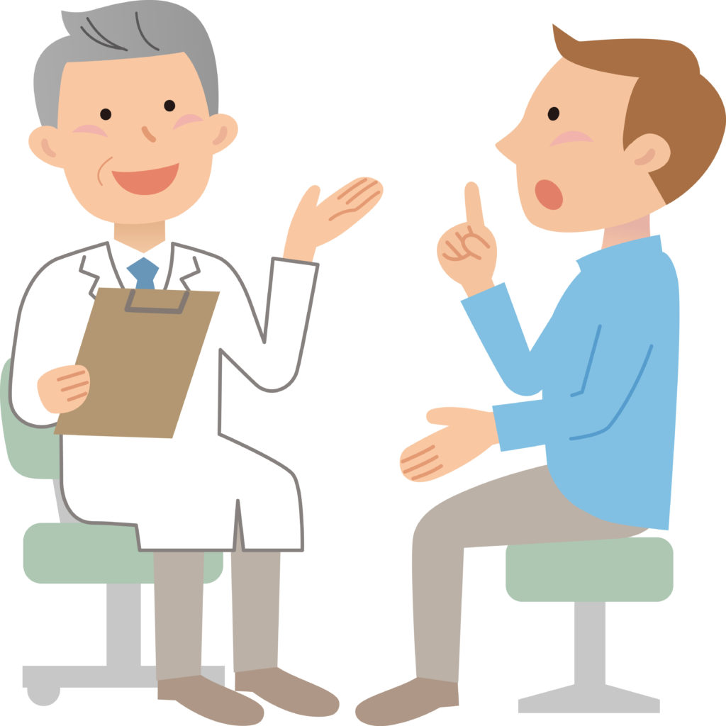 医師と話す患者
