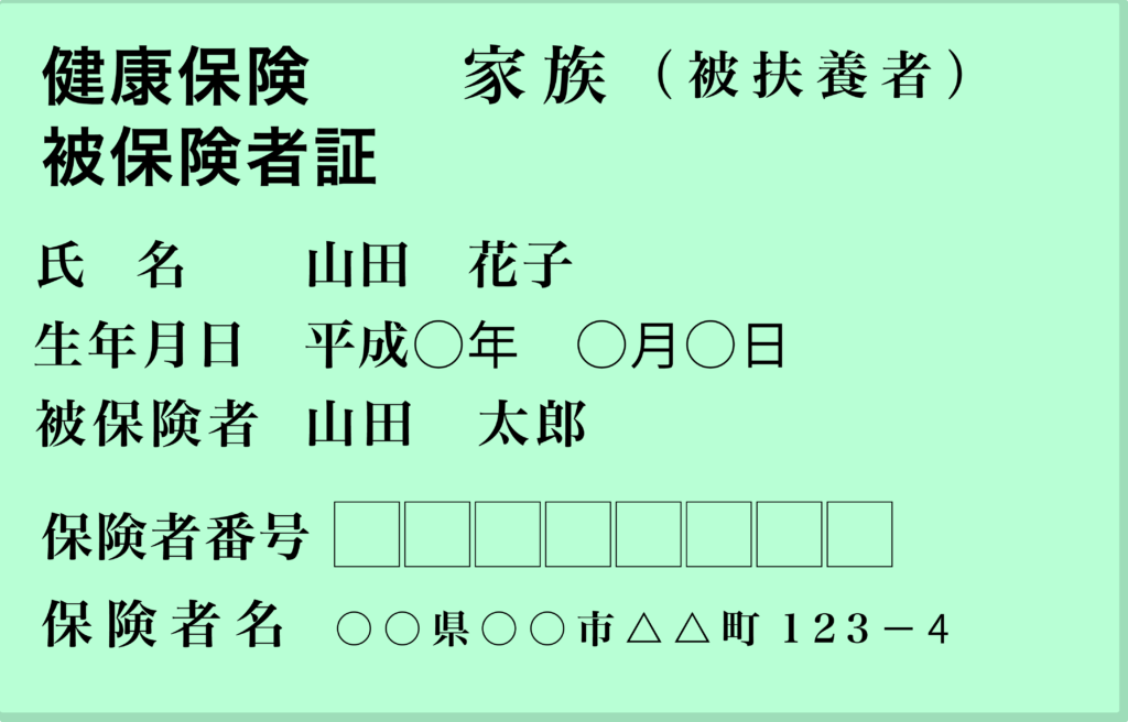 会社で入っている健康保険証（被扶養者）