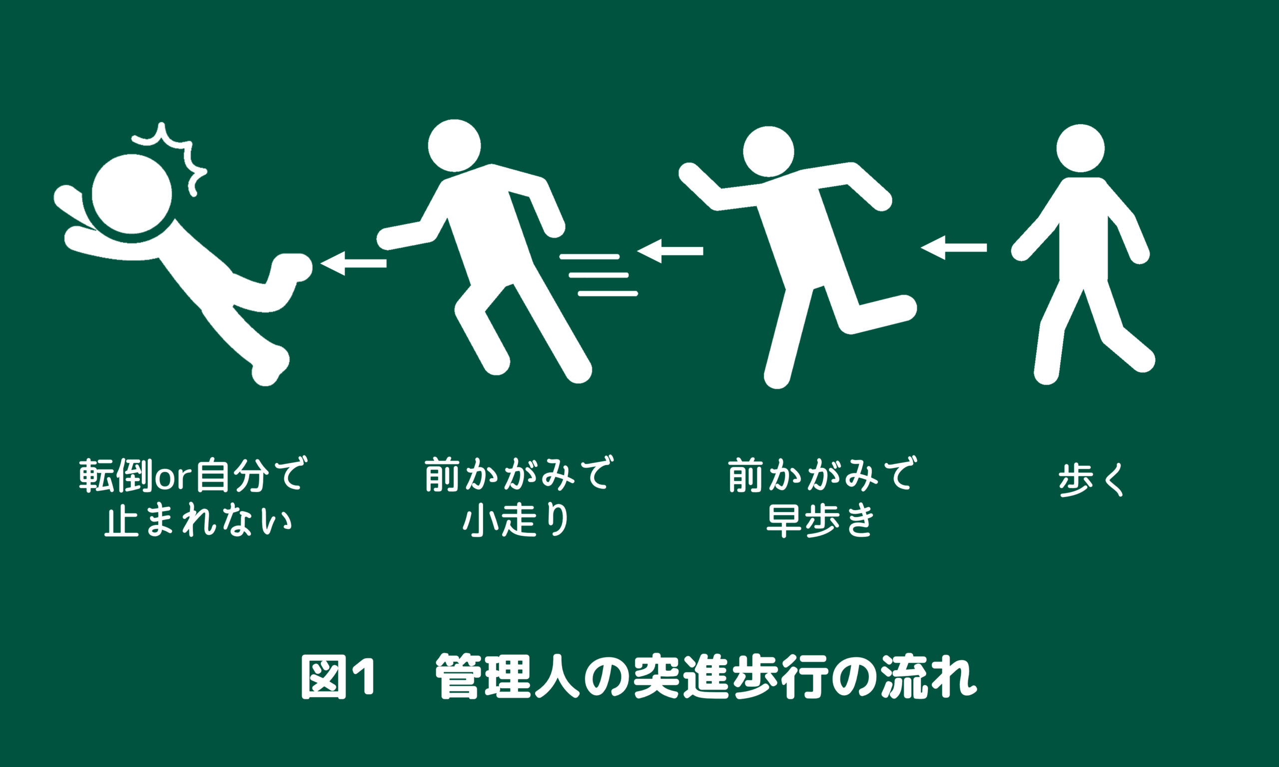 図１管理人の突進歩行の流れ