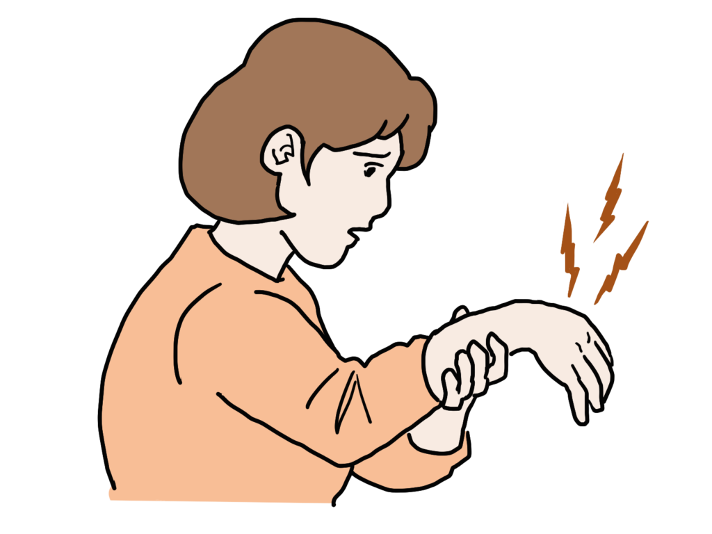 橈骨神経麻痺起こした女性